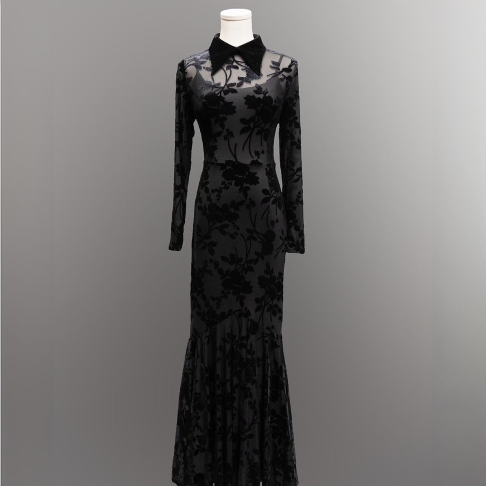Goth Black Floral Dress